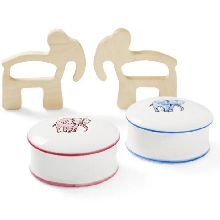 Personalised large keepsake box elephant blue-Dining sets-Blue Almonds-Blue Almonds-London-South Kensington