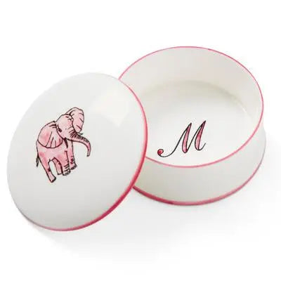 Personalised large keepsake box elephant pink-Dining sets-Blue Almonds-Blue Almonds-London-South Kensington