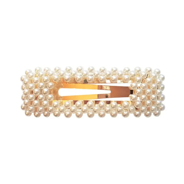 Hair clip rectangular pearls-Hair accessories-Milledeux-Blue Almonds-London-South Kensington