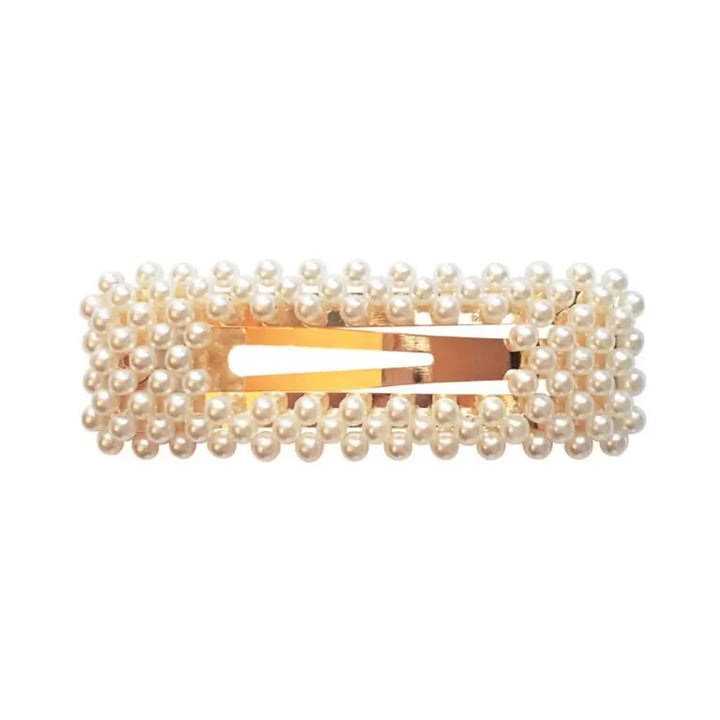 Hair clip rectangular pearls-Hair accessories-Milledeux-Blue Almonds-London-South Kensington