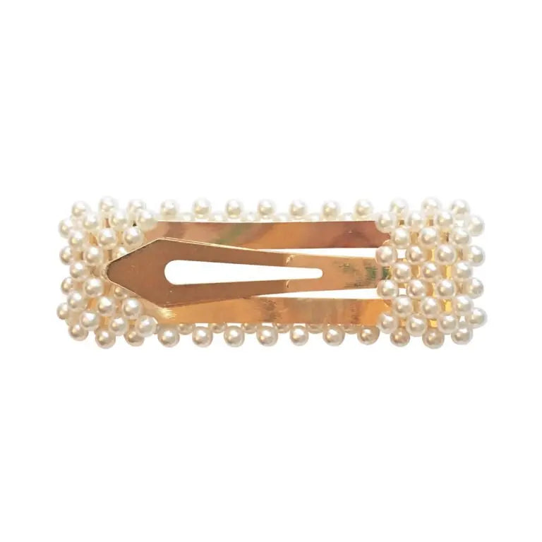 Hair clip rectangular pearls-Hair accessories-Milledeux-Blue Almonds-London-South Kensington