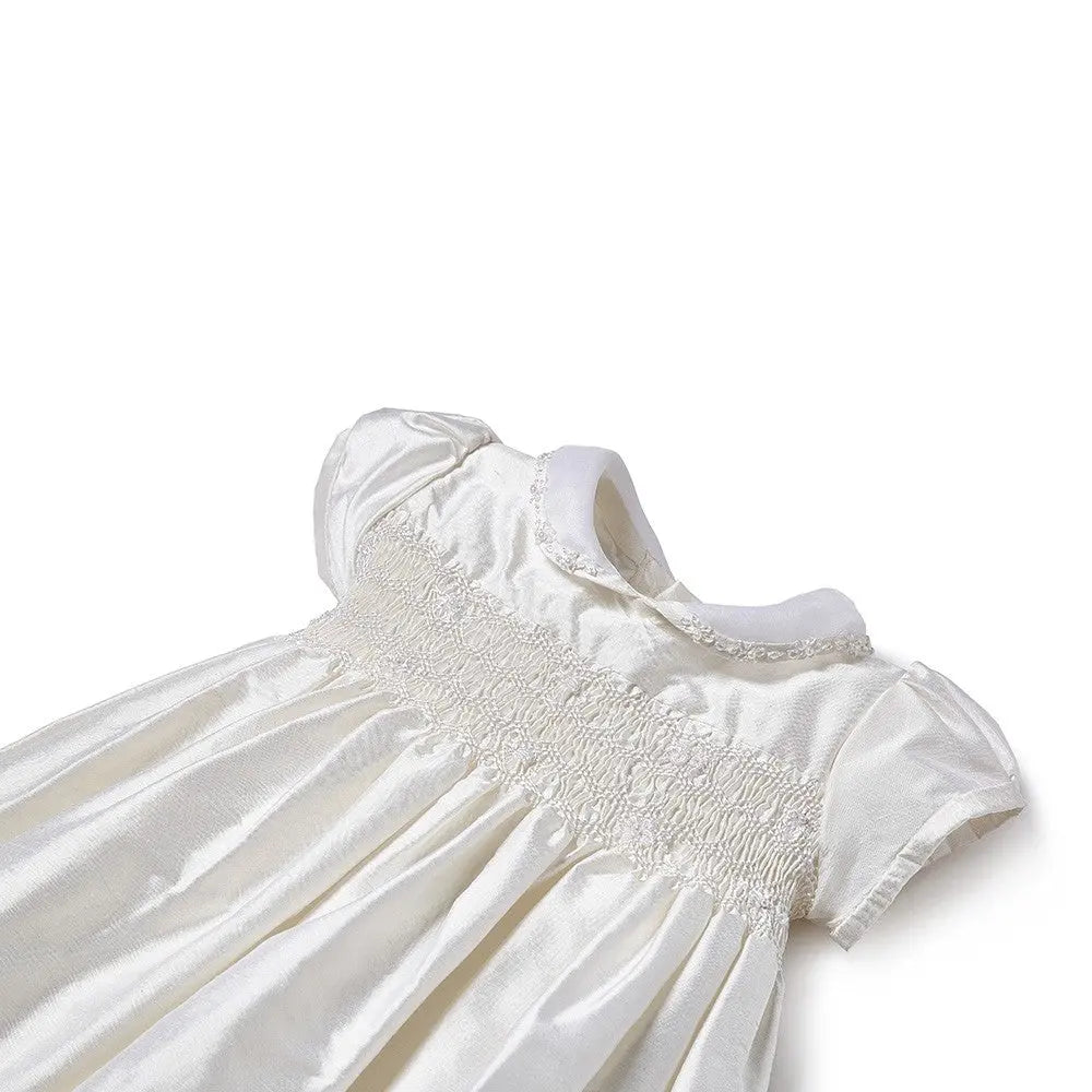 Heirloom silk christening gown--Isabel Garreton-Blue Almonds-London-South Kensington