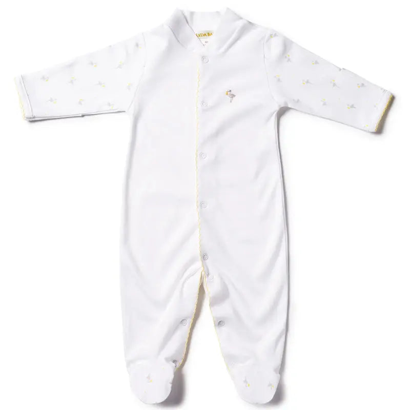 Babygrow - Stork yellow-Layette-Lyda Baby-Blue Almonds-London-South Kensington