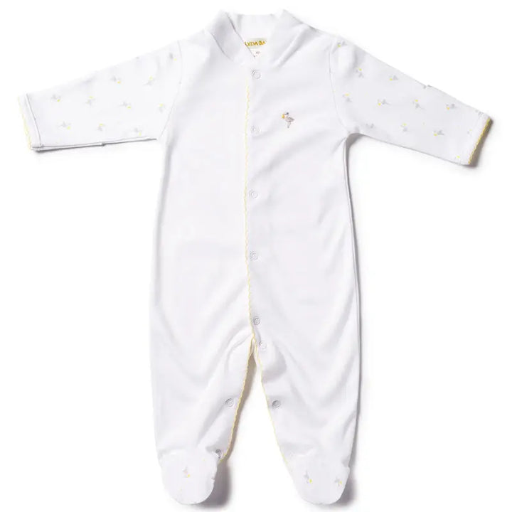 Babygrow - Stork yellow-Layette-Lyda Baby-Blue Almonds-London-South Kensington