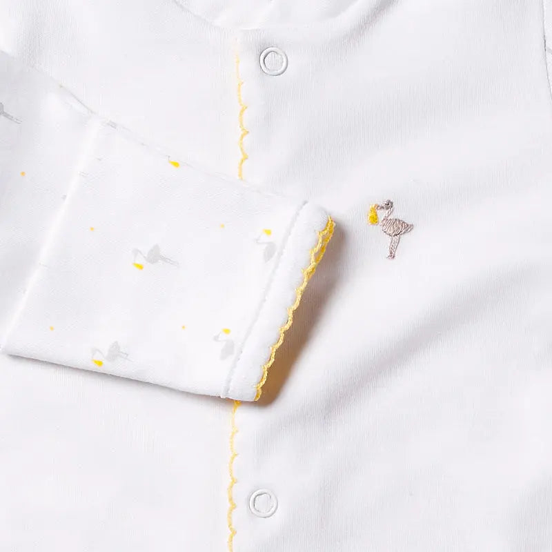 Babygrow - Stork yellow-Layette-Lyda Baby-Blue Almonds-London-South Kensington