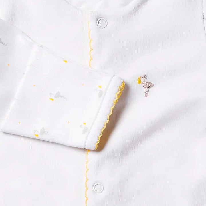Babygrow - Stork yellow-Layette-Lyda Baby-Blue Almonds-London-South Kensington