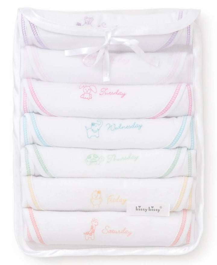 Bibs set - Girl's days of the week-Layette-Kissy Kissy-Blue Almonds-London-South Kensington