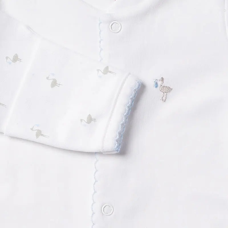 Boys babygrow  -Stork blue-Layette-Lyda Baby-Blue Almonds-London-South Kensington