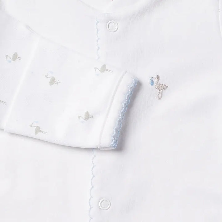 Boys babygrow  -Stork blue-Layette-Lyda Baby-Blue Almonds-London-South Kensington