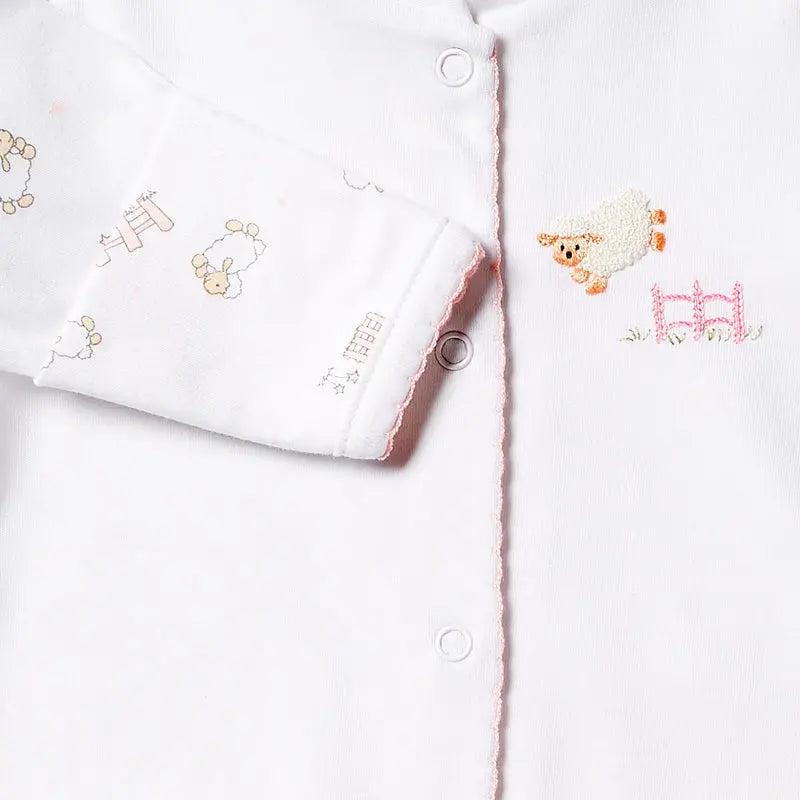 Girls babygrow - Sheep pink-Layette-Lyda Baby-Blue Almonds-London-South Kensington