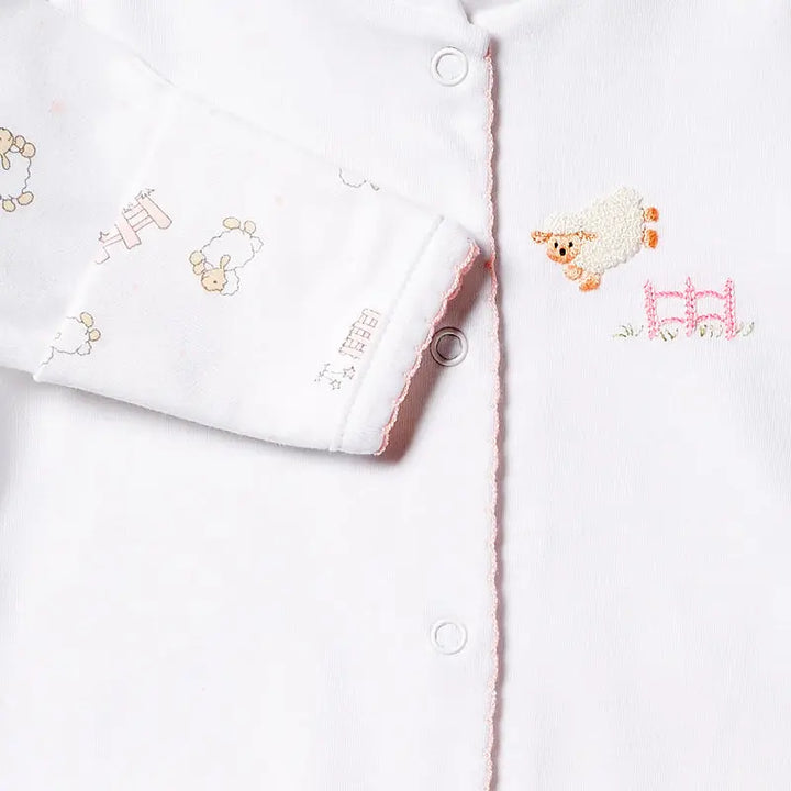 Girls babygrow - Sheep pink-Layette-Lyda Baby-Blue Almonds-London-South Kensington