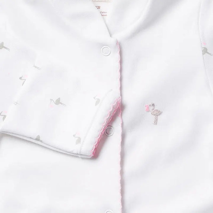 Girls babygrow - Stork pink-Layette-Lyda Baby-Blue Almonds-London-South Kensington