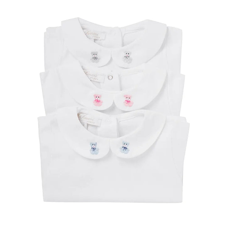 Long- sleeve body embroidered teddy grey-Layette-Ferrari Mariella-Blue Almonds-London-South Kensington