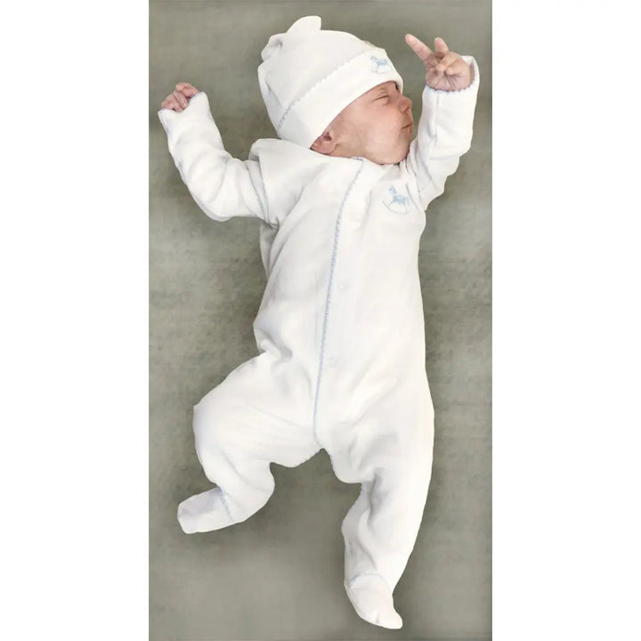 Signature rocking horse footie grey-Layette-Blue Almonds x Kissy Kissy-Blue Almonds-London-South Kensington