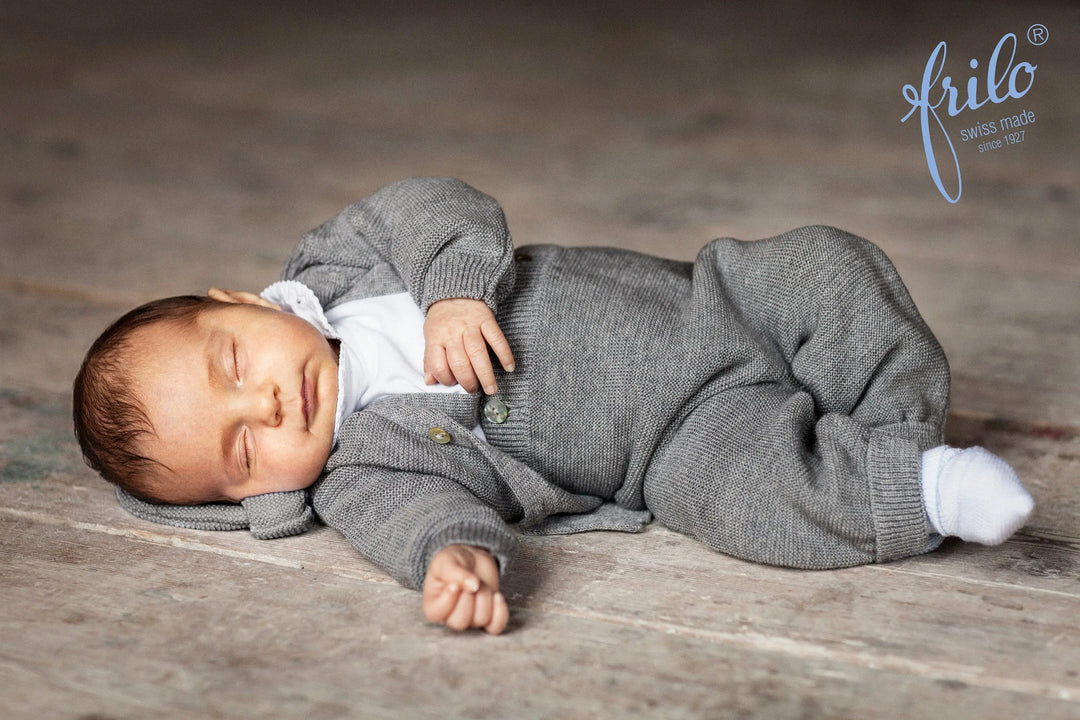 Classic Merino Wool Round-neck Cardigan - Blue-Little outfits-Frilo-Blue Almonds-London-South Kensington