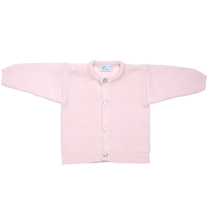 Classic Merino Wool Round-neck Cardigan - Pink-Little outfits-Frilo-Blue Almonds-London-South Kensington
