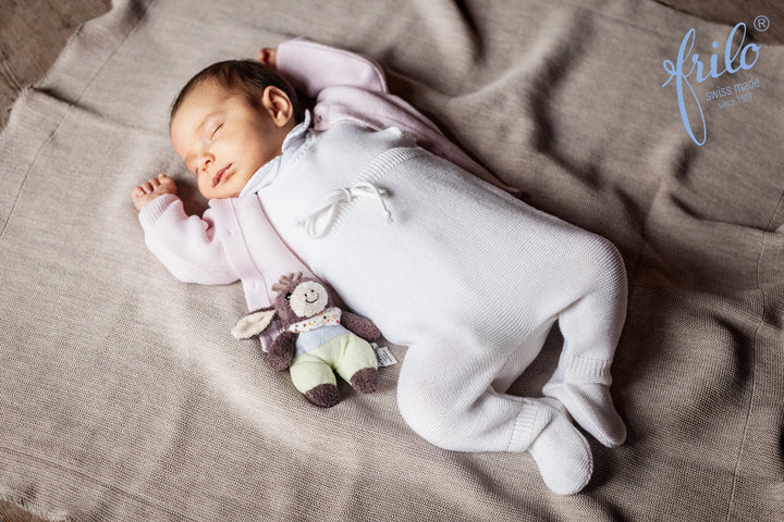 Classic Merino Wool Round-neck Cardigan - Pink-Little outfits-Frilo-Blue Almonds-London-South Kensington