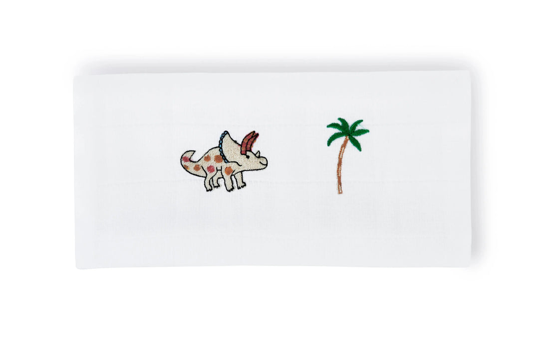 Large muslin mighty dino-Muslins & bibs-Evelyn Kahle-Blue Almonds-London-South Kensington