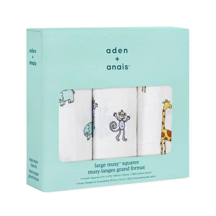 Musy 3-pack "jungle jam"-Muslins & bibs-aden + anais-Blue Almonds-London-South Kensington