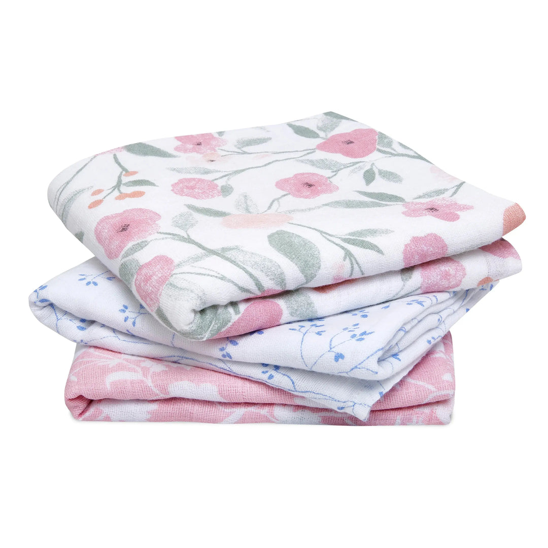 Musy 3-pack "ma fleur"-Muslins & bibs-aden + anais-Blue Almonds-London-South Kensington