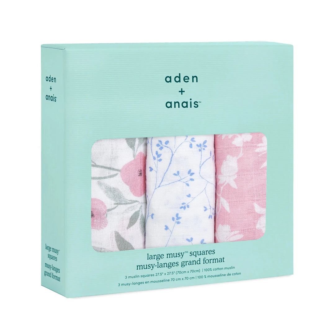 Musy 3-pack "ma fleur"-Muslins & bibs-aden + anais-Blue Almonds-London-South Kensington