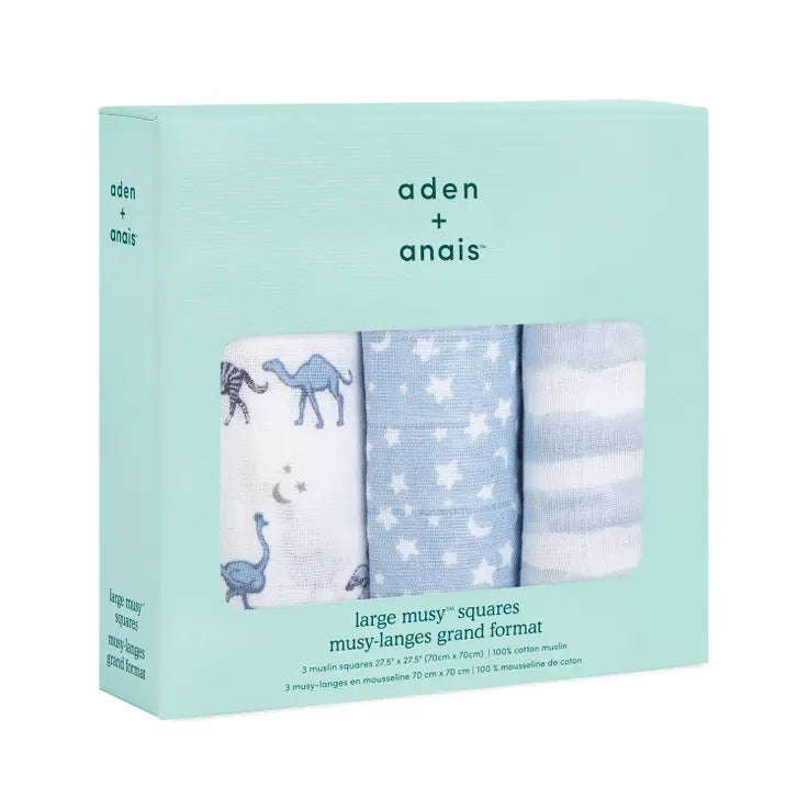 Musy 3-pack "rising star"-Muslins & bibs-aden + anais-Blue Almonds-London-South Kensington