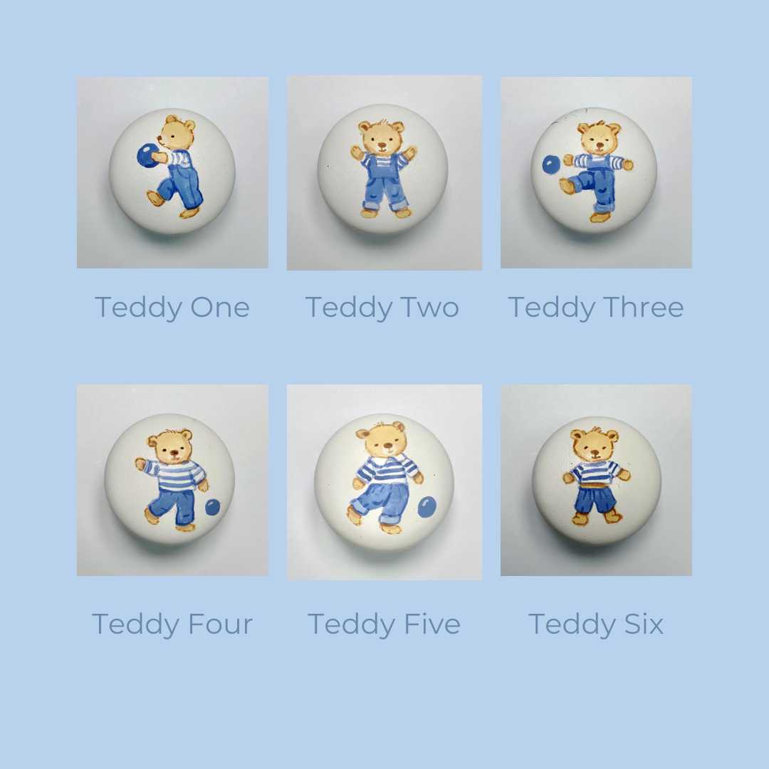 Hand-painted knobs - teddies blue-Nursery & Beyond-Blue Almonds-Blue Almonds-London-South Kensington
