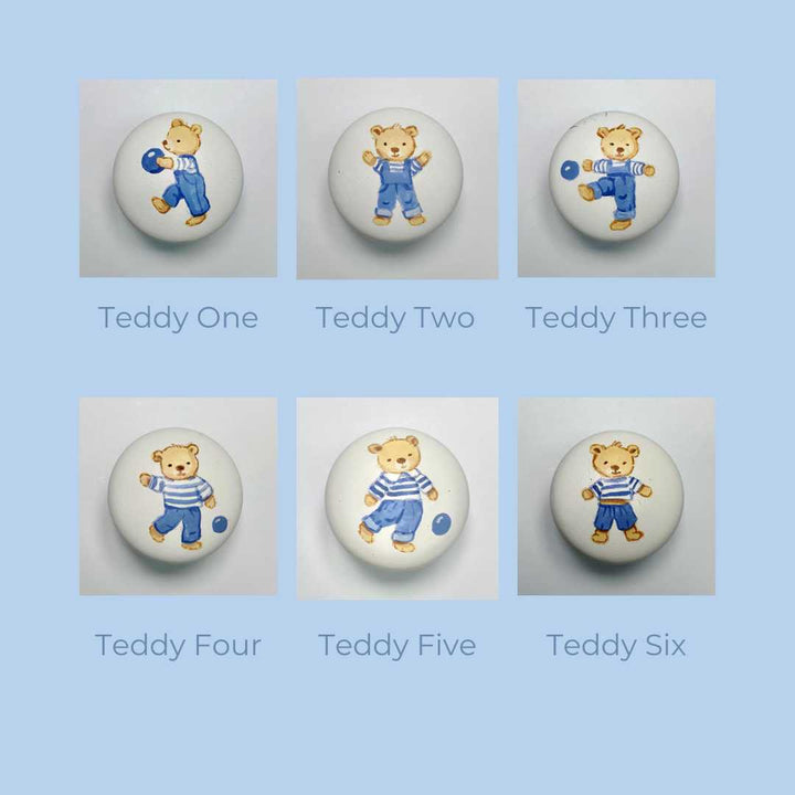 Hand-painted knobs - teddies blue-Nursery & Beyond-Blue Almonds-Blue Almonds-London-South Kensington