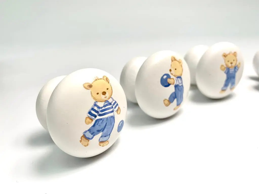Hand-painted knobs - teddies blue-Nursery & Beyond-Blue Almonds-Blue Almonds-London-South Kensington