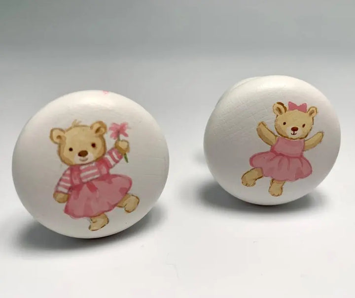 Hand-painted knobs - teddies pink-Nursery & Beyond-Blue Almonds-Blue Almonds-London-South Kensington