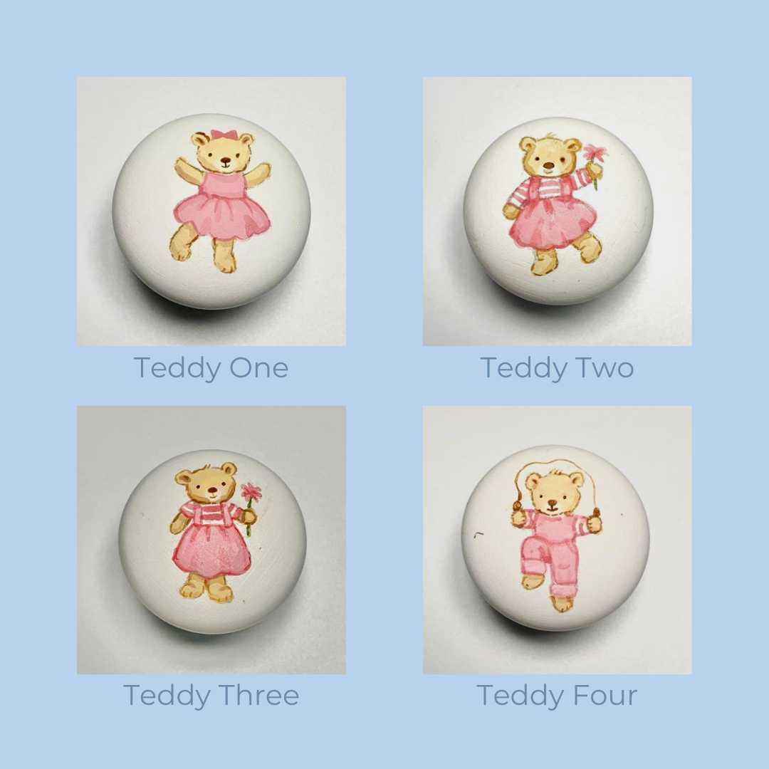 Hand-painted knobs - teddies pink-Nursery & Beyond-Blue Almonds-Blue Almonds-London-South Kensington