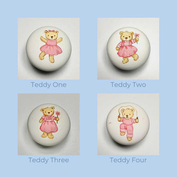 Hand-painted knobs - teddies pink-Nursery & Beyond-Blue Almonds-Blue Almonds-London-South Kensington
