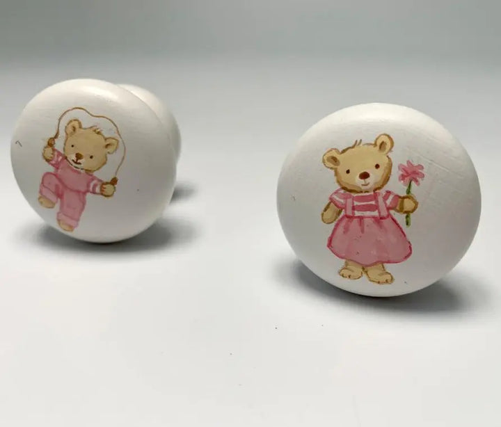 Hand-painted knobs - teddies pink-Nursery & Beyond-Blue Almonds-Blue Almonds-London-South Kensington