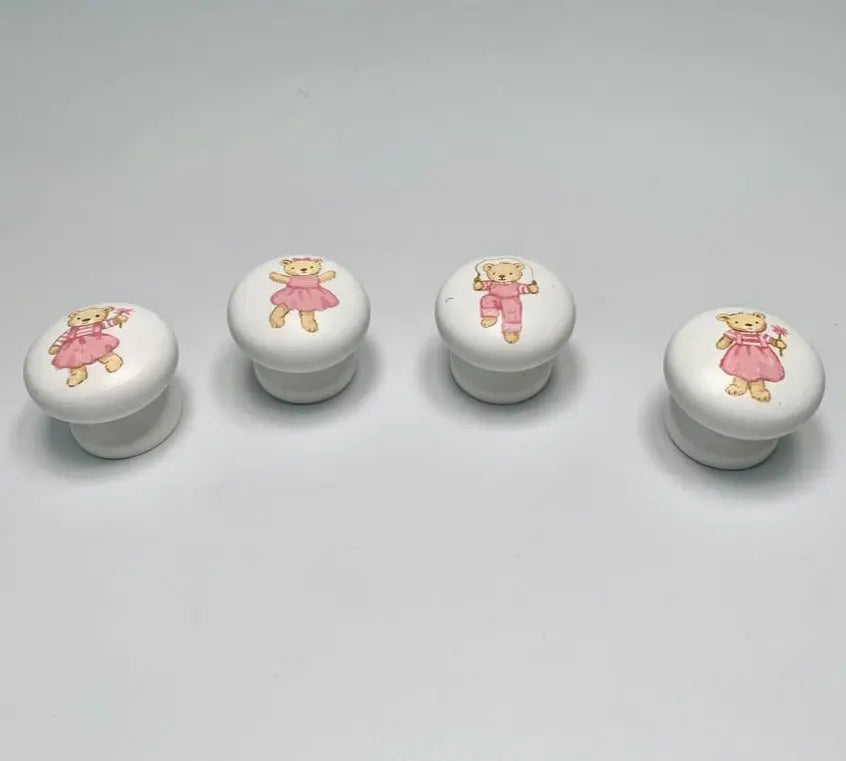 Hand-painted knobs - teddies pink-Nursery & Beyond-Blue Almonds-Blue Almonds-London-South Kensington