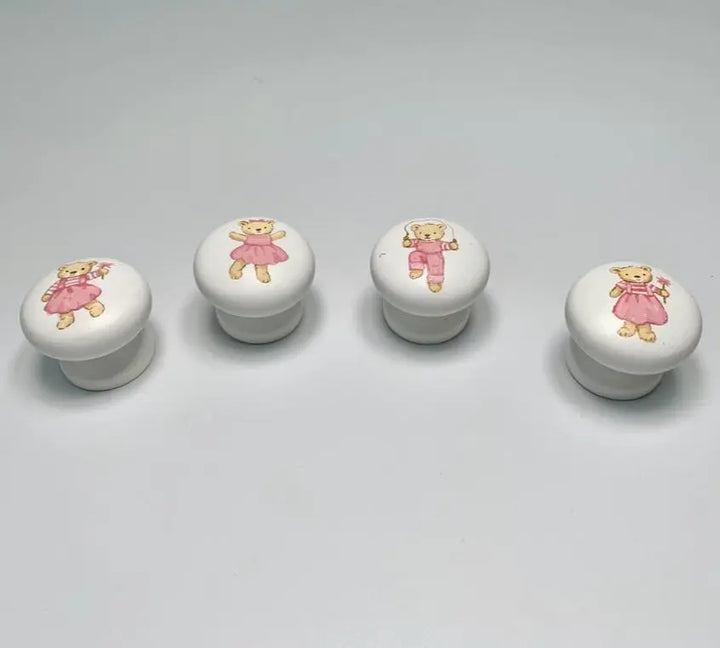 Hand-painted knobs - teddies pink-Nursery & Beyond-Blue Almonds-Blue Almonds-London-South Kensington