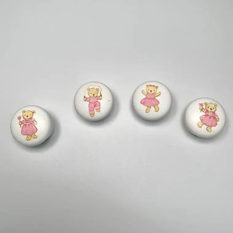 Hand-painted knobs - teddies pink-Nursery & Beyond-Blue Almonds-Blue Almonds-London-South Kensington