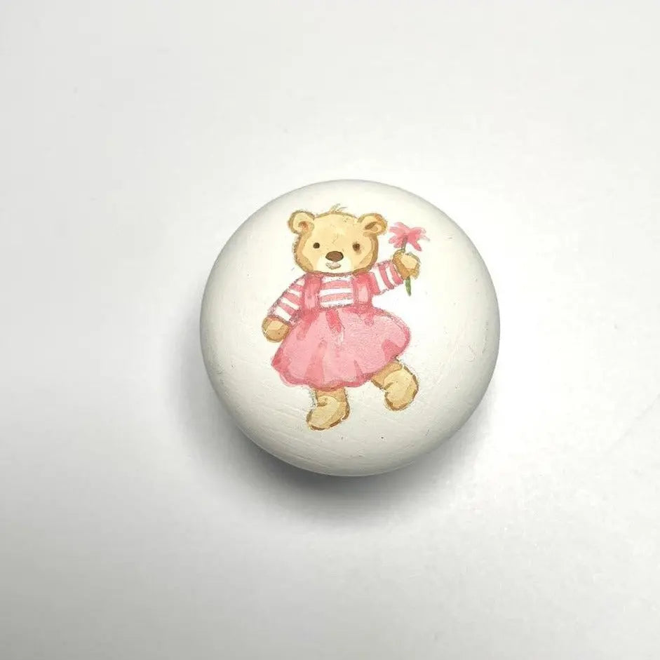 Hand-painted knobs - teddies pink-Nursery & Beyond-Blue Almonds-Blue Almonds-London-South Kensington