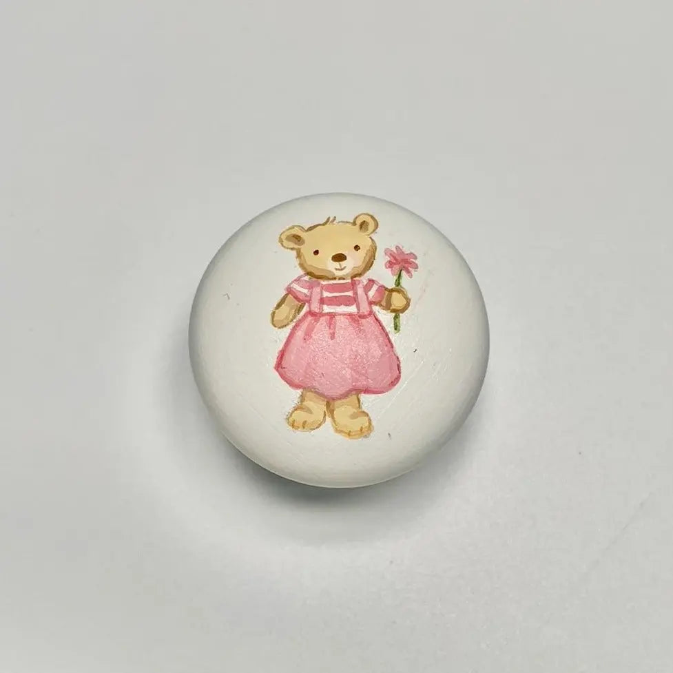 Hand-painted knobs - teddies pink-Nursery & Beyond-Blue Almonds-Blue Almonds-London-South Kensington