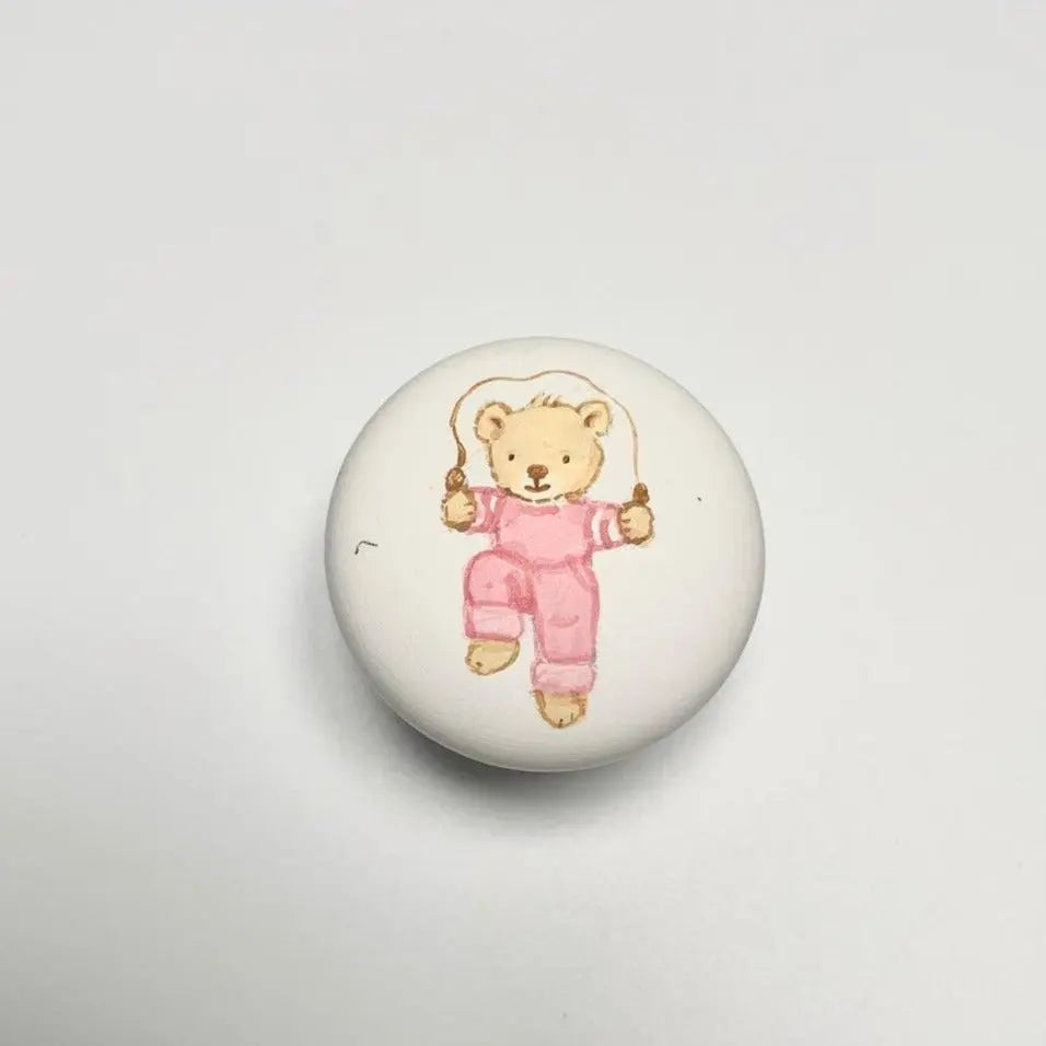 Hand-painted knobs - teddies pink-Nursery & Beyond-Blue Almonds-Blue Almonds-London-South Kensington
