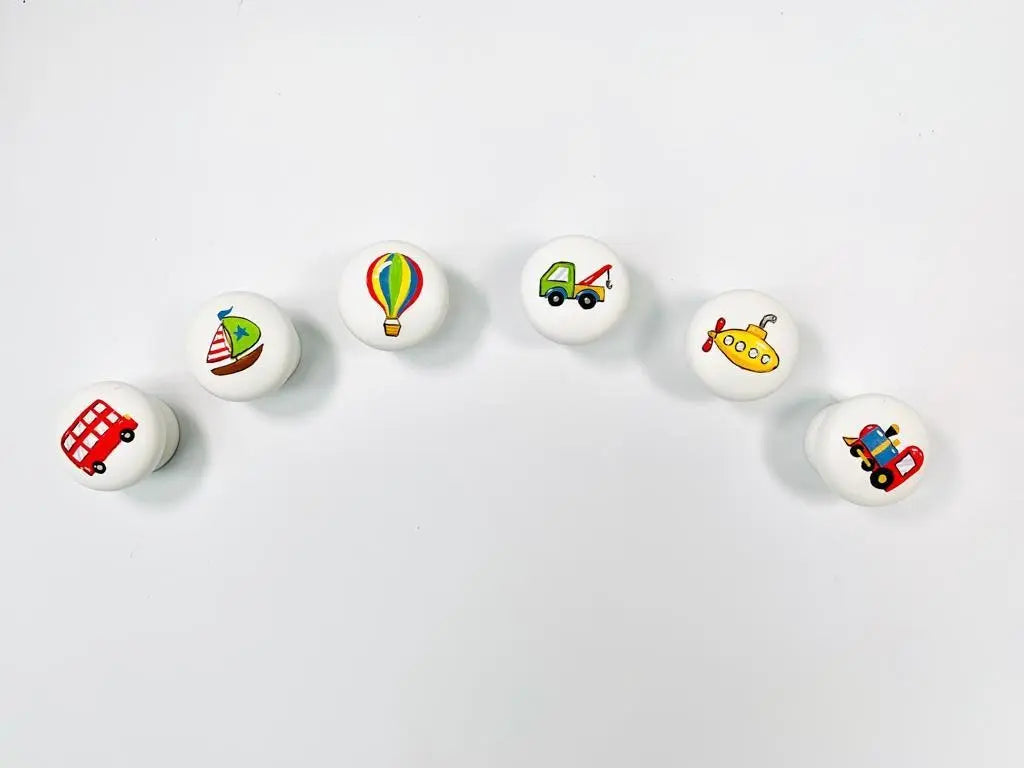 Hand-painted knobs - transport-Nursery & Beyond-Blue Almonds-Blue Almonds-London-South Kensington