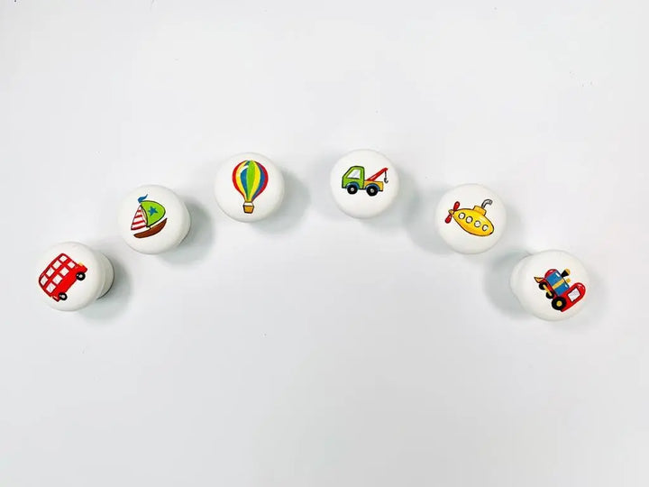 Hand-painted knobs - transport-Nursery & Beyond-Blue Almonds-Blue Almonds-London-South Kensington