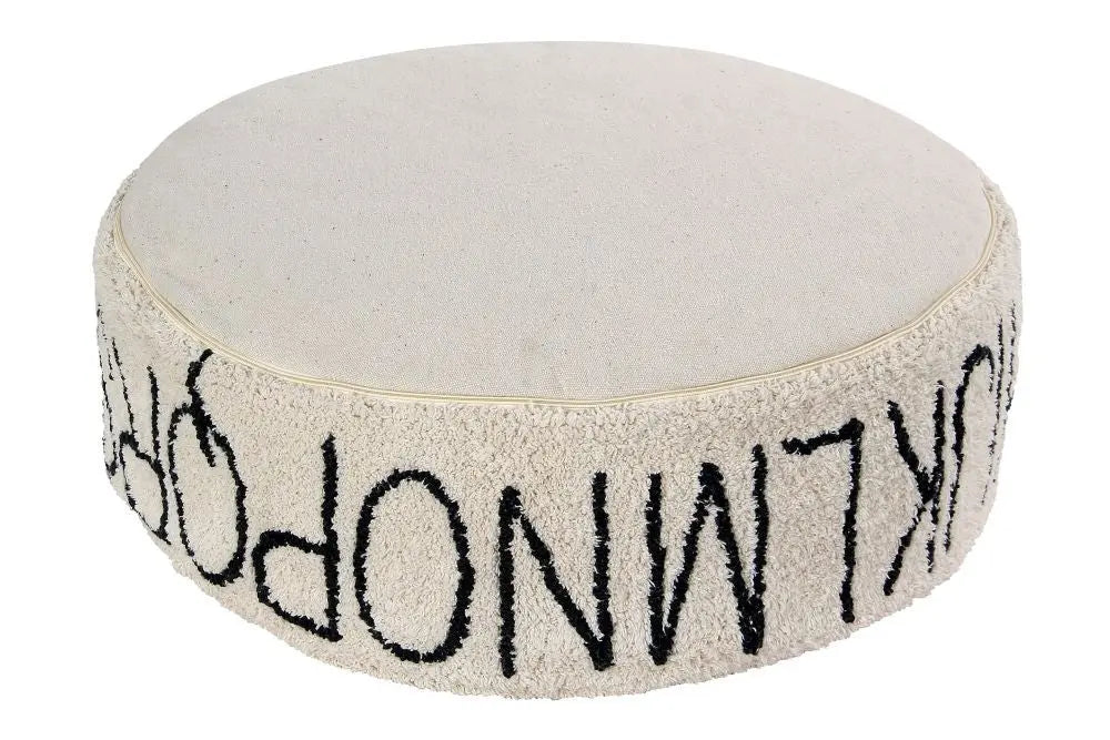 Pouffe "ABC" natural - black-Nursery & Beyond-Lorena Canals-Blue Almonds-London-South Kensington