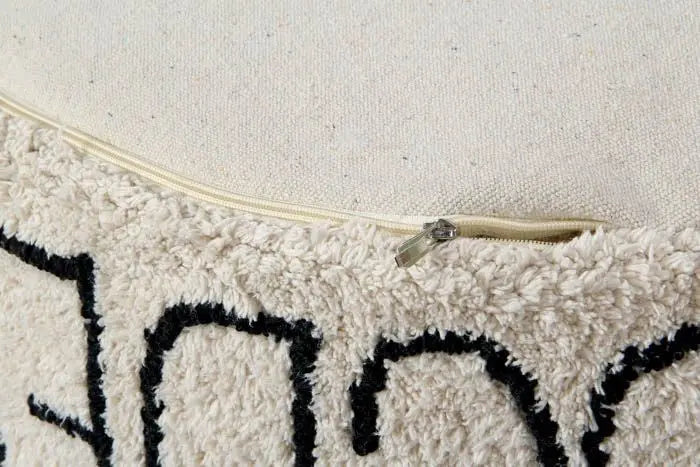 Pouffe "ABC" natural - black-Nursery & Beyond-Lorena Canals-Blue Almonds-London-South Kensington