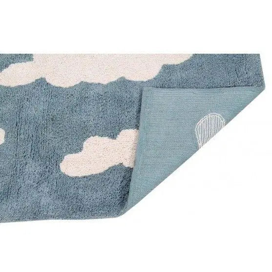 Washable cotton rug "clouds" vintage blue-Nursery & Beyond-Lorena Canals-Blue Almonds-London-South Kensington