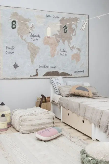 Washable cotton rug "vintage map"-Nursery & Beyond-Lorena Canals-Blue Almonds-London-South Kensington