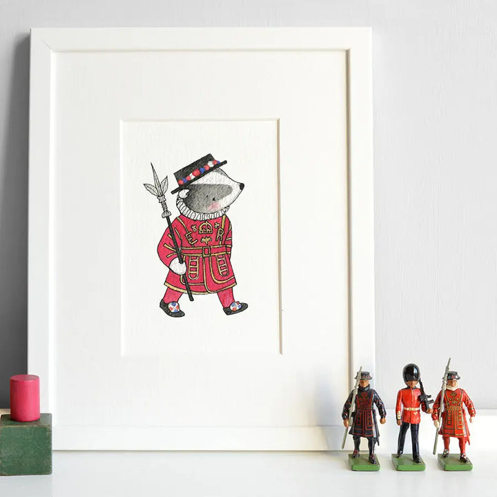 Picture "beefeater badger"-Nursery art-Daisy & Bump-Blue Almonds-London-South Kensington