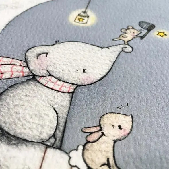 Picture set of 4 "moon and stars"-Nursery art-Daisy & Bump-Blue Almonds-London-South Kensington