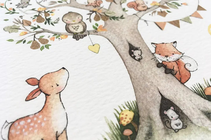 Picture set of 4 "woodland tale"-Nursery art-Daisy & Bump-Blue Almonds-London-South Kensington