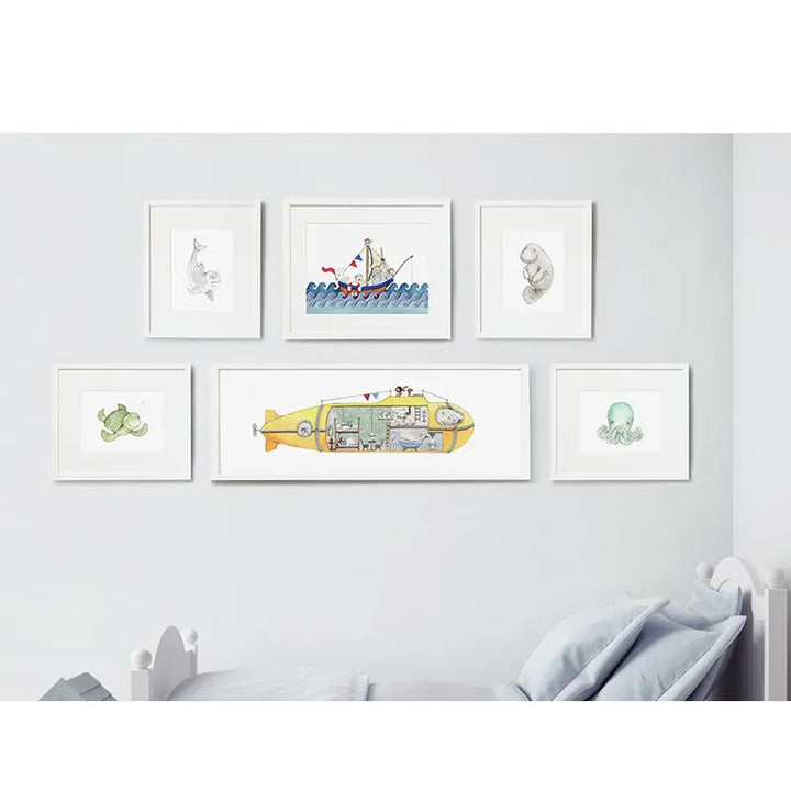 Picture set of 6 "ocean expedition"-Nursery art-Daisy & Bump-Blue Almonds-London-South Kensington