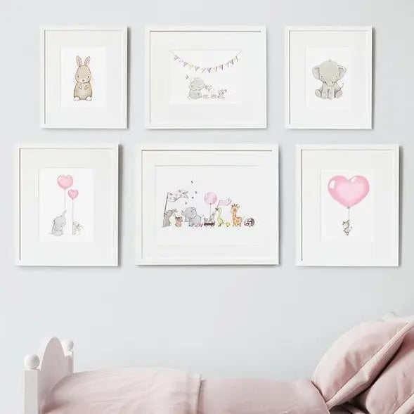 Picture set of 6 "petal"-Nursery art-Daisy & Bump-Blue Almonds-London-South Kensington